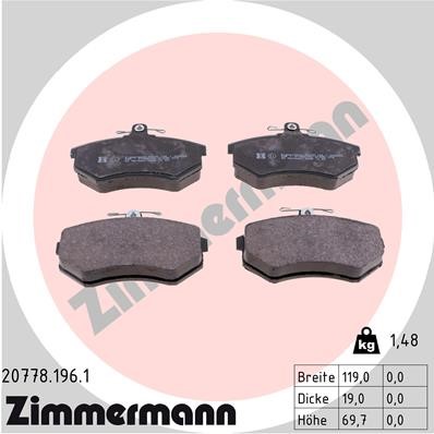 Bromsbeläggsats, Framaxel Zimmermann 20778.196.1 ZIMMERMANN
