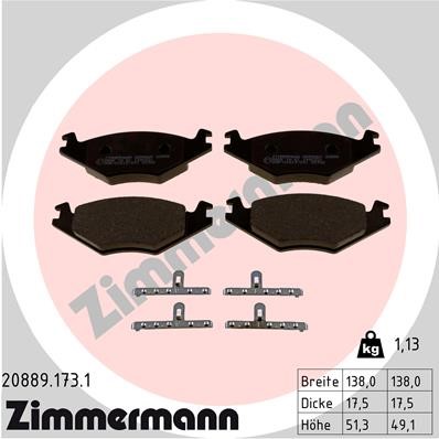 Bromsbeläggsats, Framaxel Zimmermann 20889.173.1 ZIMMERMANN