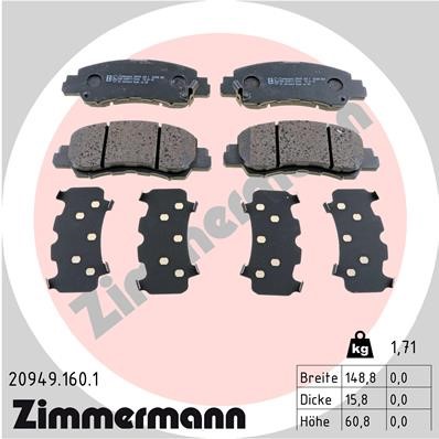 Bromsbeläggsats, Framaxel Zimmermann 20949.160.1 ZIMMERMANN