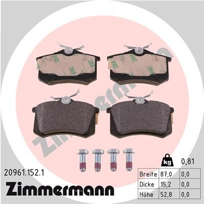 Bromsbeläggsats, Bakaxel Zimmermann 20961.152.1 ZIMMERMANN
