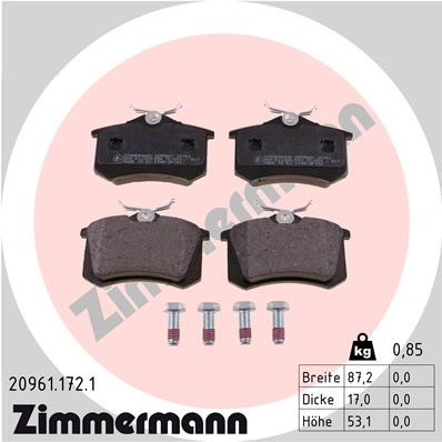 Bromsbeläggsats, Bakaxel Zimmermann 20961.172.1 ZIMMERMANN