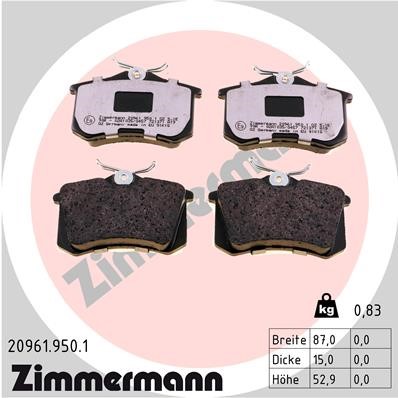 Bromsbeläggsats, Bakaxel Zimmermann Rd:z 20961.950.1 ZIMMERMANN