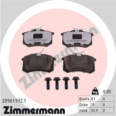 Bromsbeläggsats, Bakaxel Zimmermann Rd:z 20961.972.1 ZIMMERMANN