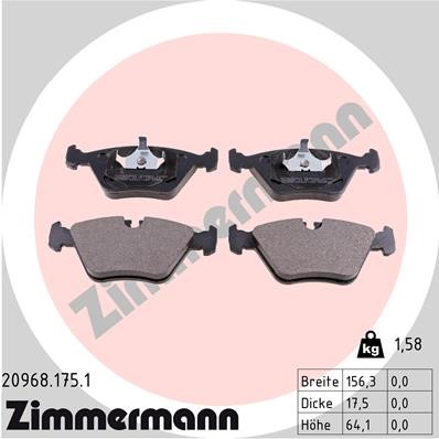 Bromsbeläggsats, Framaxel Zimmermann 20968.175.1 ZIMMERMANN