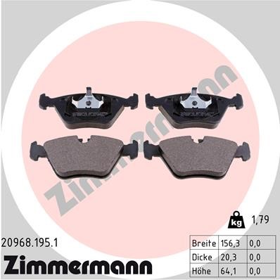 Bromsbeläggsats, Framaxel Zimmermann 20968.195.1 ZIMMERMANN