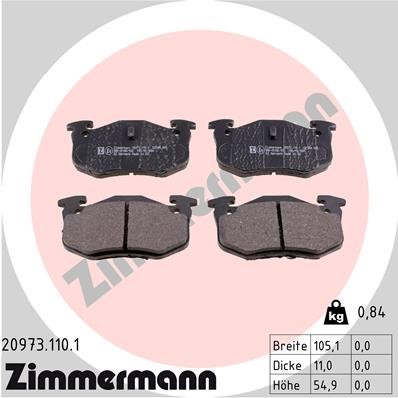 Bromsbeläggsats, Bakaxel Zimmermann 20973.110.1 ZIMMERMANN