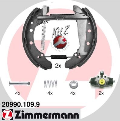 Bromsbackar, sats, Bakaxel Zimmermann Kit z 20990.109.9 ZIMMERMANN