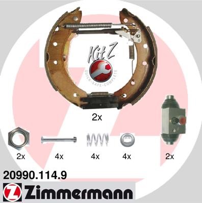 Bromsbackar, sats, Bakaxel Zimmermann Kit z 20990.114.9 ZIMMERMANN