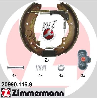 Bromsbackar, sats, Bakaxel Zimmermann Kit z 20990.116.9 ZIMMERMANN