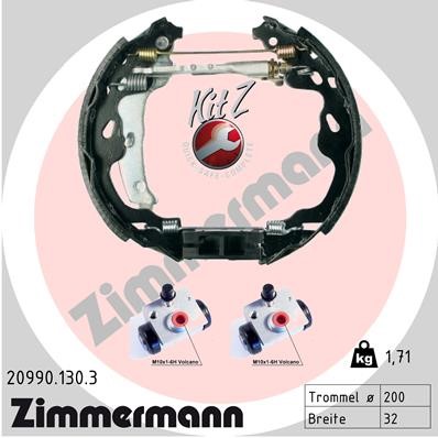 Bromsbackar, sats, Bakaxel Zimmermann Kit z 20990.130.3 ZIMMERMANN