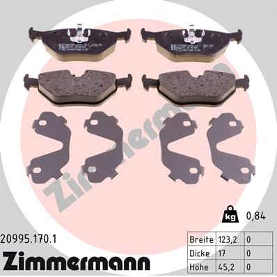 Bromsbeläggsats, Bakaxel Zimmermann 20995.170.1 ZIMMERMANN