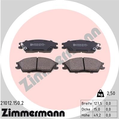 Bromsbeläggsats, Framaxel Zimmermann 21012.150.2 ZIMMERMANN