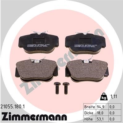 Bromsbeläggsats, Framaxel Zimmermann 21055.180.1 ZIMMERMANN