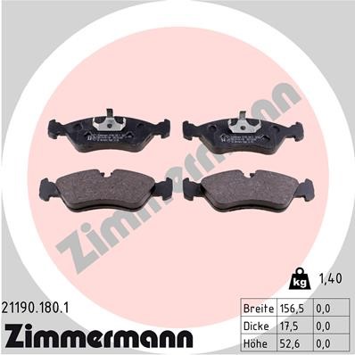 Bromsbeläggsats, Framaxel Zimmermann 21190.180.1 ZIMMERMANN