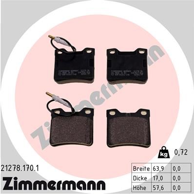 Bromsbeläggsats, Bakaxel Zimmermann 21278.170.1 ZIMMERMANN