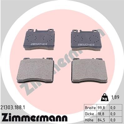 Bromsbeläggsats, Framaxel Zimmermann 21303.188.1 ZIMMERMANN