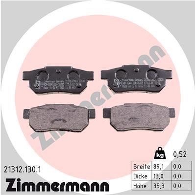 Bromsbeläggsats, Bakaxel Zimmermann 21312.130.1 ZIMMERMANN