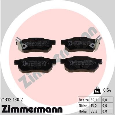 Bromsbeläggsats, Bakaxel Zimmermann 21312.130.2 ZIMMERMANN
