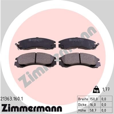 Bromsbeläggsats, Framaxel Zimmermann 21363.160.1 ZIMMERMANN