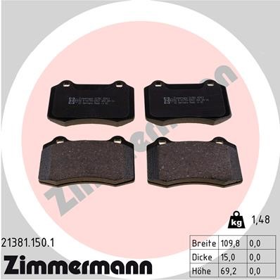 Bromsbeläggsats, Framaxel, Bakaxel Zimmermann 21381.150.1 ZIMMERMANN