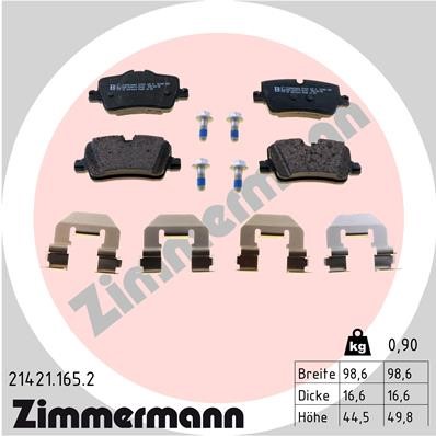 Bromsbeläggsats, Bakaxel Zimmermann 21421.165.2 ZIMMERMANN