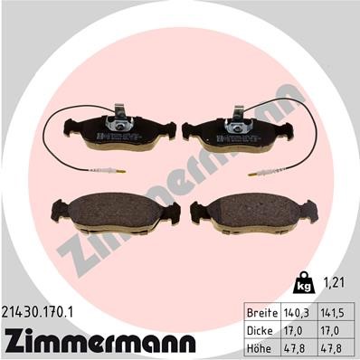 Bromsbeläggsats, Framaxel Zimmermann 21430.170.1 ZIMMERMANN