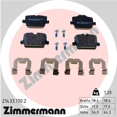 Bromsbeläggsats, Bakaxel Zimmermann 21433.170.2 ZIMMERMANN Bromsbeläggsats, Bakaxel Zimmermann 21433.170.2 ZIMMERMANN