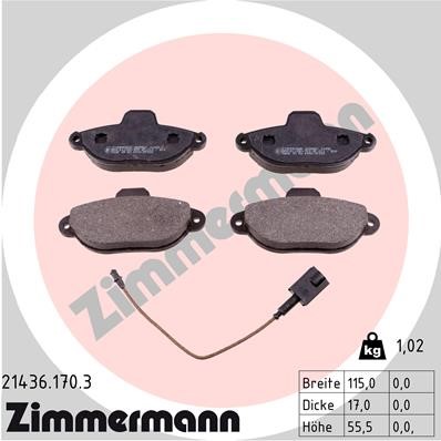 Bromsbeläggsats, Framaxel Zimmermann 21436.170.3 ZIMMERMANN