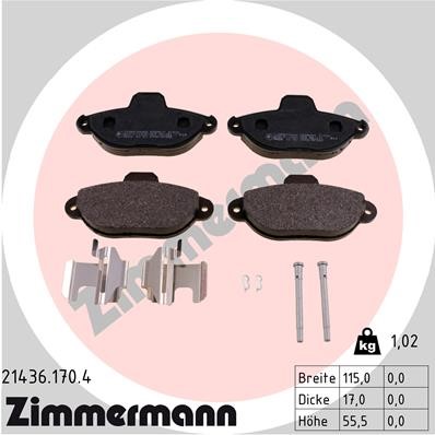 Bromsbeläggsats, Framaxel Zimmermann 21436.170.4 ZIMMERMANN