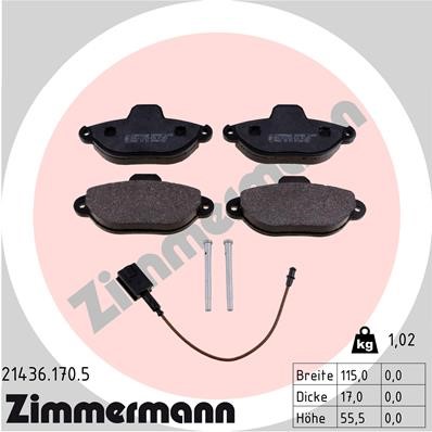 Bromsbeläggsats, Framaxel Zimmermann 21436.170.5 ZIMMERMANN