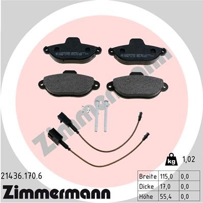 Bromsbeläggsats, Framaxel Zimmermann 21436.170.6 ZIMMERMANN