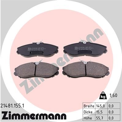 Bromsbeläggsats, Framaxel Zimmermann 21481.155.1 ZIMMERMANN