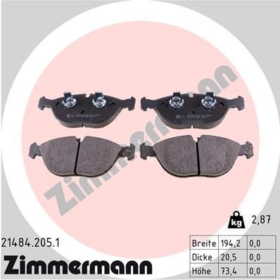 Bromsbeläggsats, Framaxel Zimmermann 21484.205.1 ZIMMERMANN