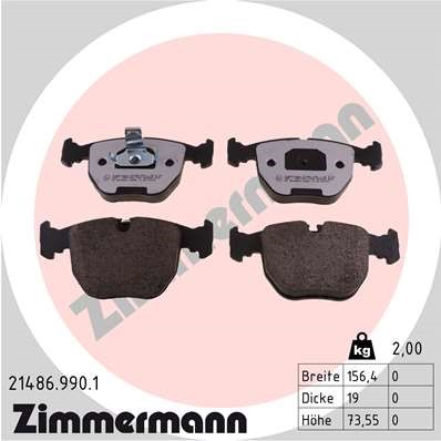 Bromsbeläggsats, Framaxel Zimmermann Rd:z 21486.990.1 ZIMMERMANN