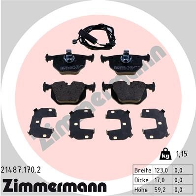 Bromsbeläggsats, Bakaxel Zimmermann 21487.170.2 ZIMMERMANN