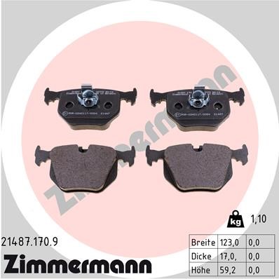 Bromsbeläggsats, Bakaxel Zimmermann Pb:z 21487.170.9 ZIMMERMANN