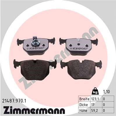 Bromsbeläggsats, Bakaxel Zimmermann Rd:z 21487.970.1 ZIMMERMANN