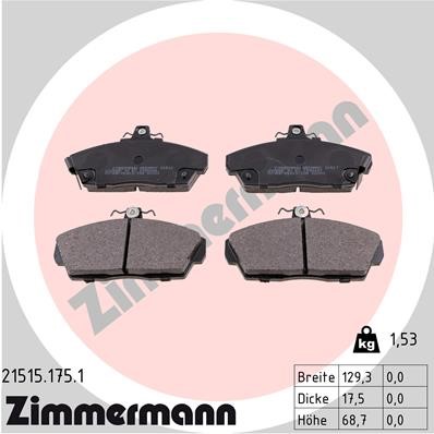 Bromsbeläggsats, Framaxel Zimmermann 21515.175.1 ZIMMERMANN