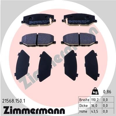 Bromsbeläggsats, Framaxel Zimmermann 21568.150.1 ZIMMERMANN