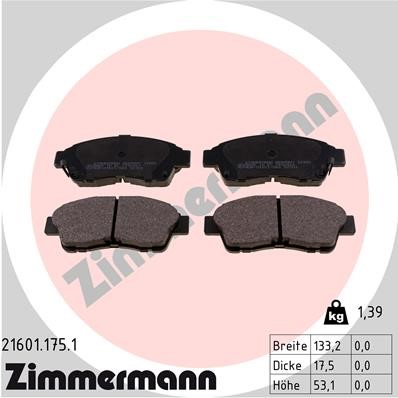 Bromsbeläggsats, Framaxel Zimmermann 21601.175.1 ZIMMERMANN