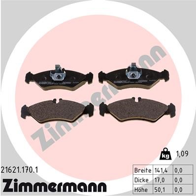 Bromsbeläggsats, Bakaxel Zimmermann 21621.170.1 ZIMMERMANN