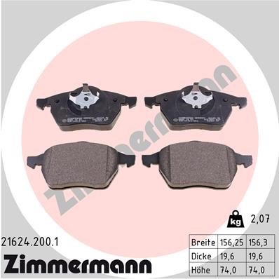 Bromsbeläggsats, Framaxel Zimmermann 21624.200.1 ZIMMERMANN