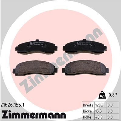 Bromsbeläggsats, Framaxel Zimmermann 21626.155.1 ZIMMERMANN