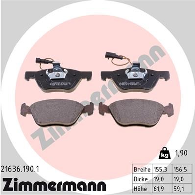 Bromsbeläggsats, Framaxel Zimmermann 21636.190.1 ZIMMERMANN