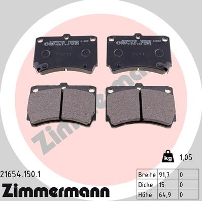 Bromsbeläggsats, Framaxel Zimmermann 21654.150.1 ZIMMERMANN