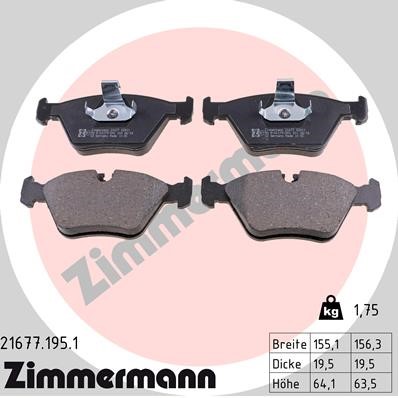 Bromsbeläggsats, Framaxel Zimmermann 21677.195.1 ZIMMERMANN
