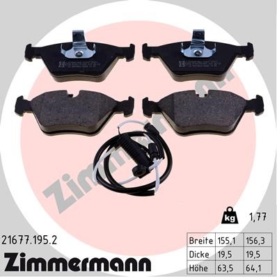 Bromsbeläggsats, Framaxel Zimmermann 21677.195.2 ZIMMERMANN