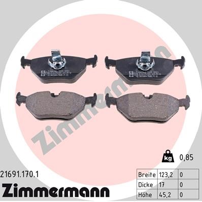 Bromsbeläggsats, Bakaxel Zimmermann 21691.170.1 ZIMMERMANN