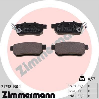 Bromsbeläggsats, Bakaxel Zimmermann 21738.130.1 ZIMMERMANN
