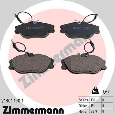 Bromsbeläggsats, Framaxel Zimmermann 21801.190.1 ZIMMERMANN